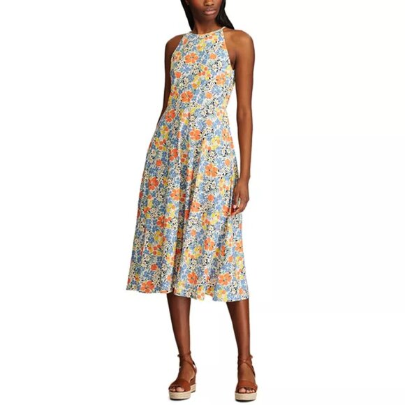 Chap's Retro Print Halter Neck Dress - Picture 2 of 8